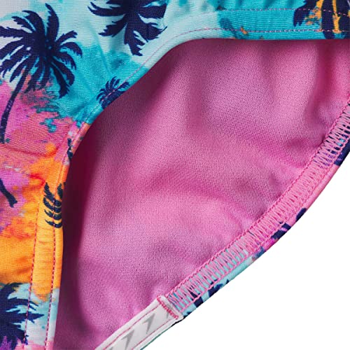 Image of Speedo Girls Thin Strap One Piece Swimsuit (as1, Alpha, x s, Regular, Multi Palm)