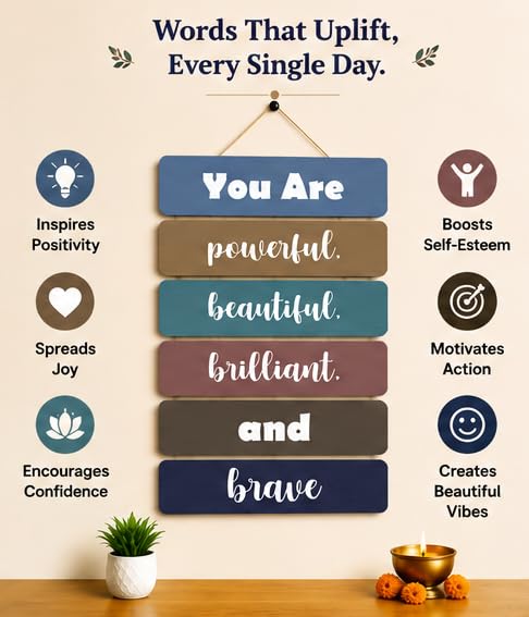 Image of Motivational Quote Wall Hanging for Home Decor | What You Think You Become, What You Feel You Attract, What You Imagine You Create MDF Wooden Wall Art | Office, Living Room & Meditation Decor (WH-41)
