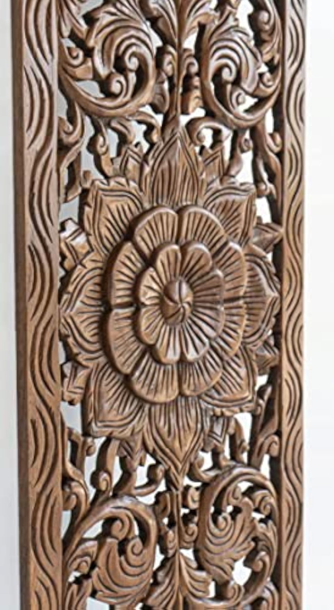 Hand Carved Wood Wall Art, Solid Teak Wooden Panel