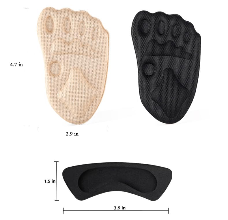 Miniatura 3 de Almohadillas metatarsianas, almohadillas de bola de pie, almohadillas de talón para zapatos demasiado grandes, reducen el dolor de pies,