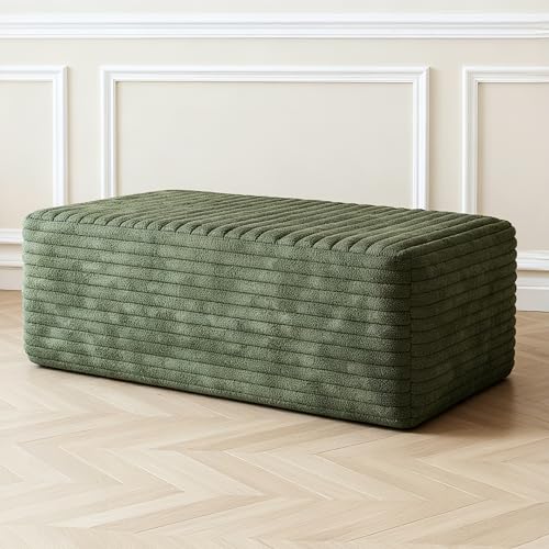 37.4 Inch Oversized Ottoman for Couch Corduroy Upholstered Footrest with Compressed Memory Foam Modular Sectional Cloud Pouf No Assembly Required DIY Combination Green