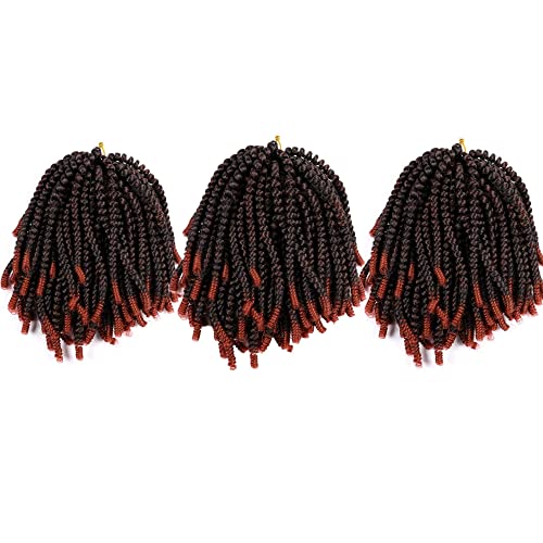 Yisimei Spring Twist Hair 8 Inches 3 Packs/Lot 330 Grams 90 Strands Spring Twist Crochet Hair Ombre Colors Synthetic Hair Extensions (8“ 3PCS/Lot, T350)
