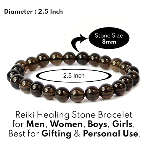 Image of Reiki Crystal Products Certified Natural Crystal Stone 8 mm Round Beads Bracelet for Men and Women | Reiki Charged Gemstone Bracelet | Multiple Stone Variants Available