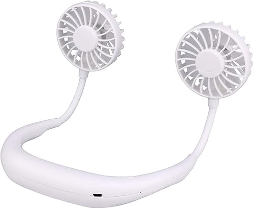 Miniatura 3 de Banda para el cuello recargable USB portátil Cuello perezoso colgante doble ventilador de refrigeración Ventilador personal (blanco)