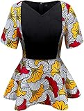 HongyuAmy Women African Print Shirt Ankara Long Sleeve Top (Small, Color C)