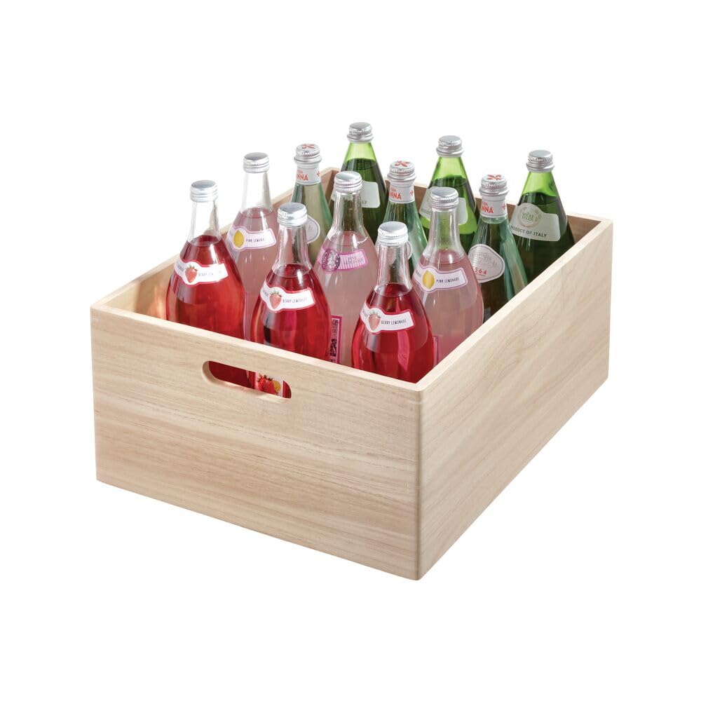 iDesign The Home Edit by iDesign Extra große Paulownia Holz Mehrzweck-Aufbewahrungsbehälter mit Griffen, Natur