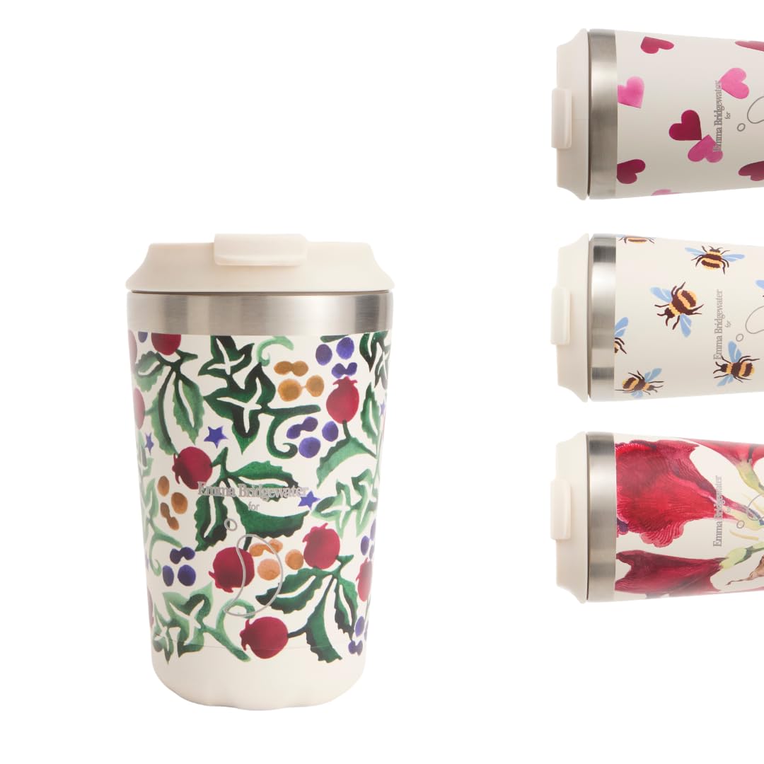 Chilly's Original Kaffeebecher - Reise-Thermo-Tasse für kalte und heiße Getränke - Mehrwegbecher mit Deckel - Doppelwandig und Vakuumisoliert - Edelstahl - 340ml - Rosehip and Ivy