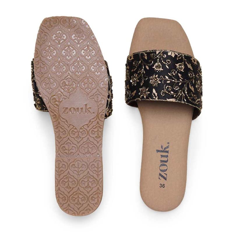 ZOUK Womens Jute Handcrafted Srinagar Regals Embellished Flats Black and Golden - 40 (B0BV2YGSNN) Amazon Price History, Amazon Price Tracker