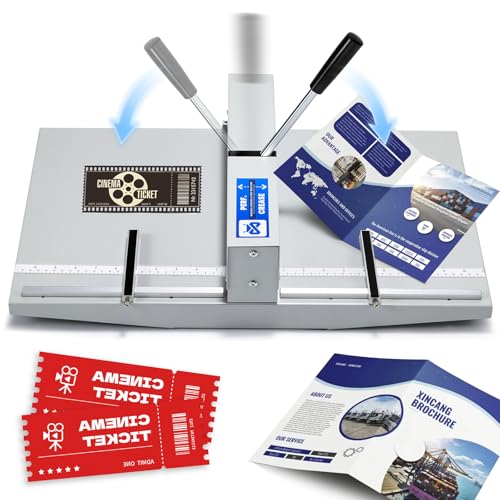 Mxmoonant 2 in 1 Manual Creasing & Perforating Machine 13.4'' with Positioning Blocks, Metric/Imperial Scale, 70-450g for Creaser/70-250g for Perforation, for Invitations Cards, Brochures, Covers