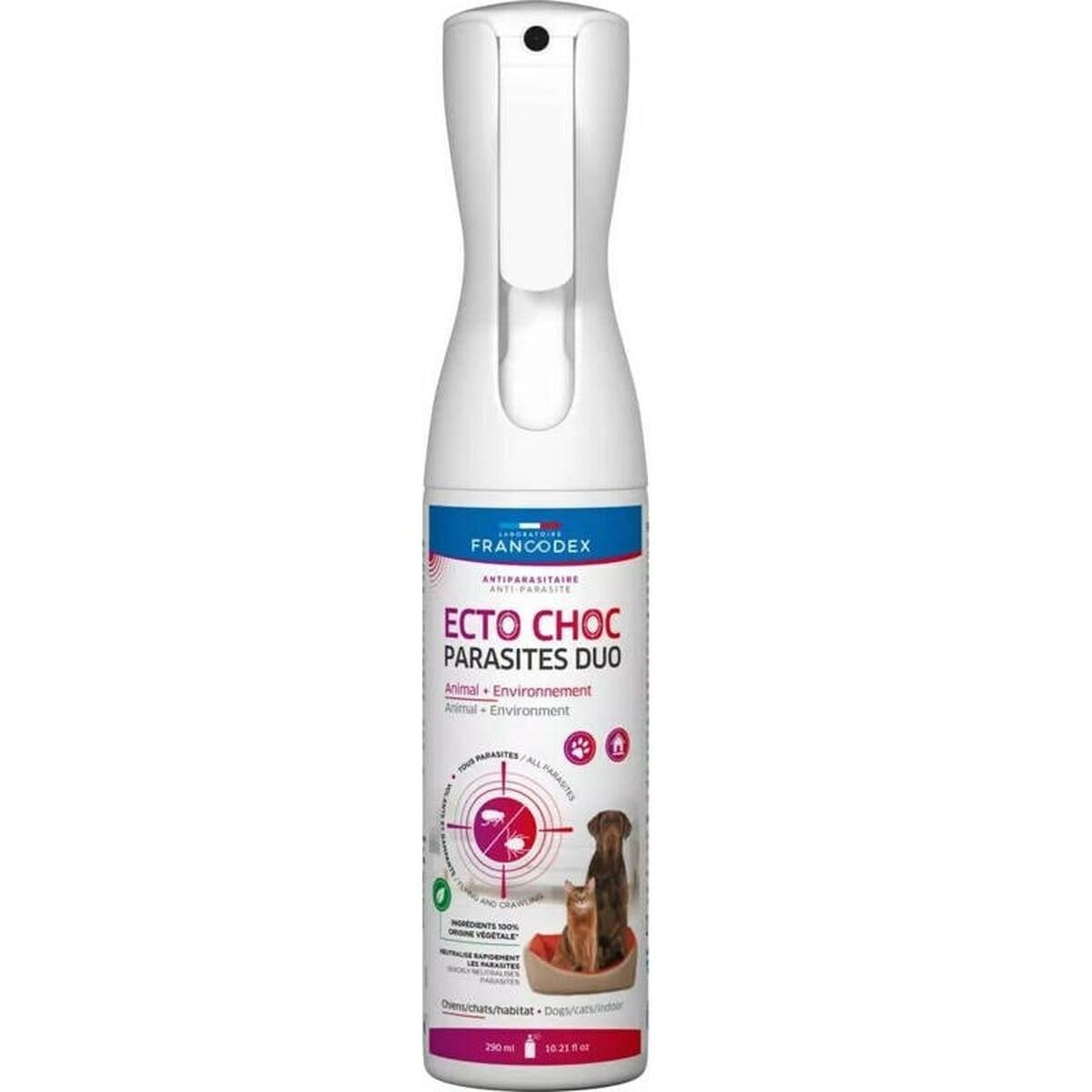 Francodex - Ecto Choc Parasites Duo 290 ML antiparasitaires pour Chiens, Chats et Habitat