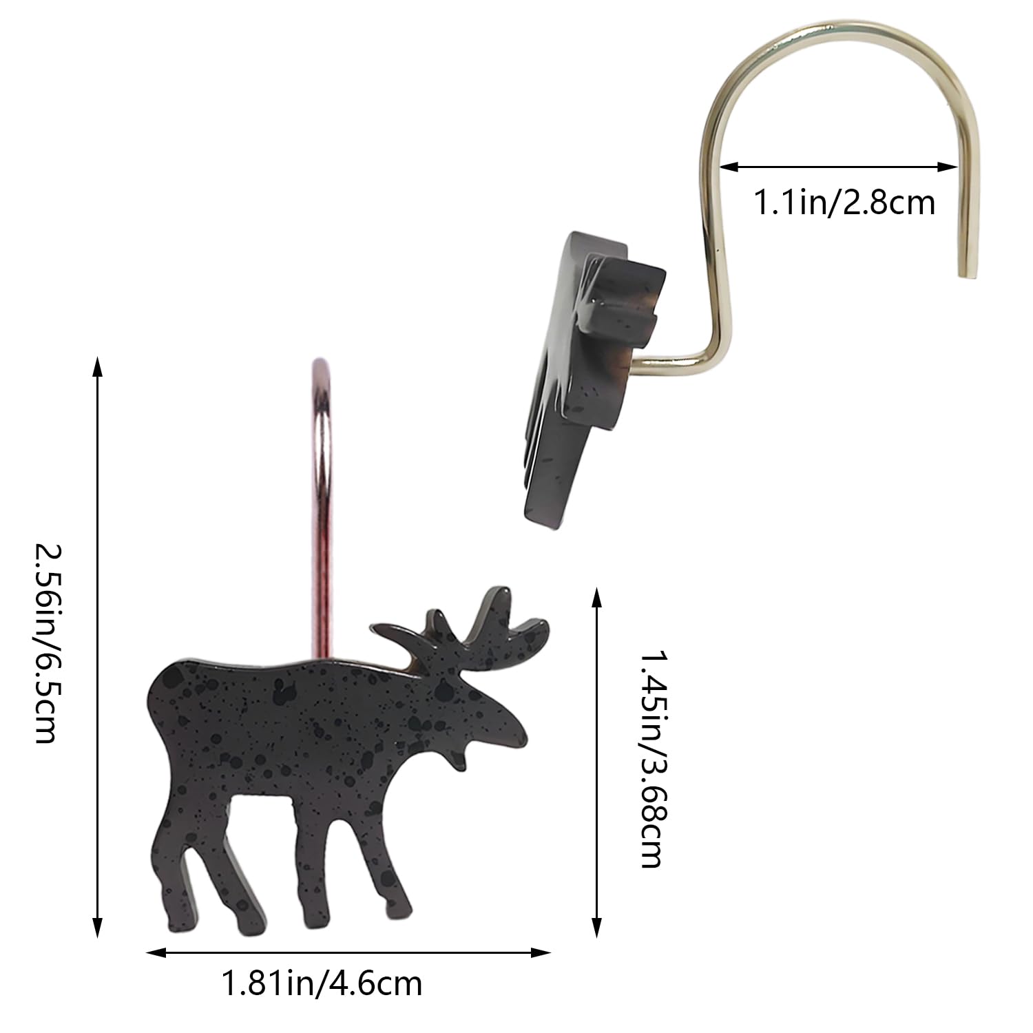 LLYSTTDS Deer Shower Curtain Hooks 12pcs Shower Curtain Hooks Decorative Shower Curtain Rings Rust Proof for Bathroom Baby Room Bedroom Living Room Decor