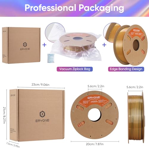 Image of ERYONE Silk Filament PLA+ 1.75mm Shiny 3D Printer Filament, Multicolor PLA 4 in 1, 1kg (2.2LBS) /Spool, HS Silk Quadruple Color Gorgeous Sum (Black & Gold & Red & Green)