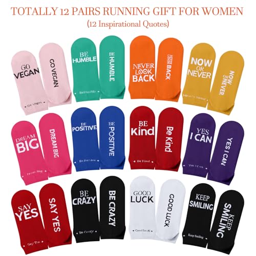 Mepase 12 Pairs Inspirational Athletic Running Socks Golf Low Cut No Show Socks Multicolored Running Gifts for Women2