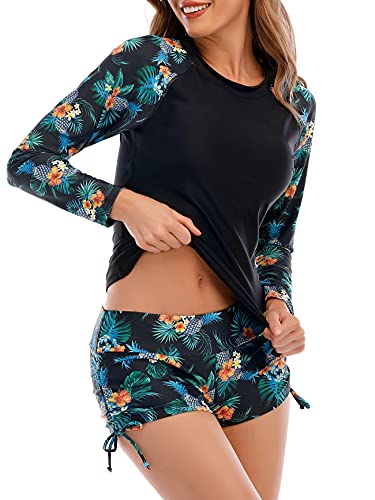 American Trends Maiô feminino de duas peças para mulheres, tanquíni atlético de manga comprida, roup