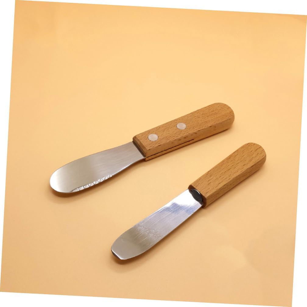 4pcs Household Butter Cutters with Wooden Handles Stainless Steel Jam Scrapers and Cheese Cutters for Effortless Spreading and Slicing for Baking and Cooking