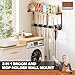 Broom Holder Wall Mount with Cleaning Supplies Organizer, Laundry Room Organization and Storage Shelves with Mop Hanger Rack Gripper Hooks, Utility Shelf Closet Organizer for Home Garage Kitchen