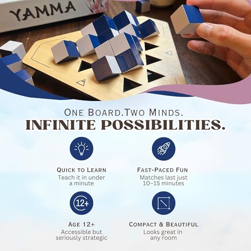 Yamma juego de mesa con tablero giratorio y cubos de madera miniatura 4