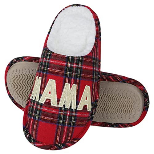 Shevalues Gifts For Mom From Daughter Son, Best Mama House Slippers Memory Foam Indoor Slippers For Women, Best Mama Tartan Plaid L #TOP6