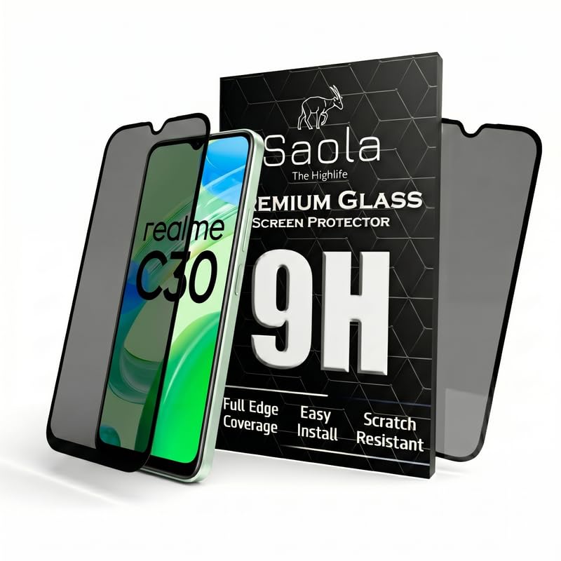 Image of Saola Ultra Privacy Tempered Glass For Realme C30 Smartphone(Pack Of 1)With Free Installation Kit(In-Screen Fingerprint Lock Will Not Work With The Privacy Guard Because Of It'S Spy Coating)-6.5 Inch