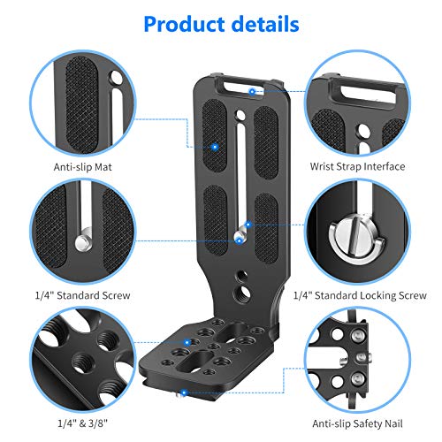 Image of Neewer L Shape Bracket Quick Shoe QR Plate Vertical Video Shooting Universal DSLR Camera L Bracket with 1 /4 Inch Screw Arca Swiss Compatible with DJI Osmo Ronin Zhiyun Canon Nikon Sony DSLR Camera