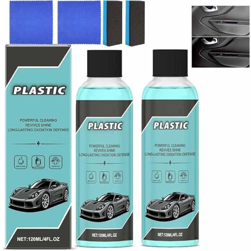 Genérico Limpiador Y Acondicionador De Plásticos para El Interior del Coche, Plástico para Coches, Limpiador Y Acondicionador para El Salpicadero del Coche, Caucho/Cuero/Vinilo (2pcs)