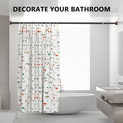 Image of Shower Curtain Rod 27-79 Inches, Adjustable Tension Shower Rod No Drilling, No Slip, Spring Tension Curtain Rod for Bathroom Kitchen Closet Windows - Black
