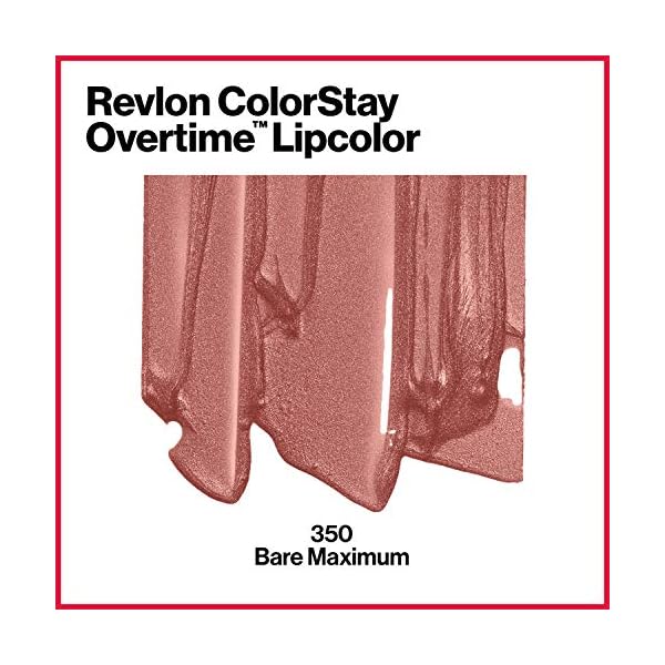 Revlon Liquid Lipstick with Clear Lip Gloss, ColorStay Overtime Lipcolor, Dual Ended with Vitamin E, 350 Bare Maximum, 0.07 Fl Oz