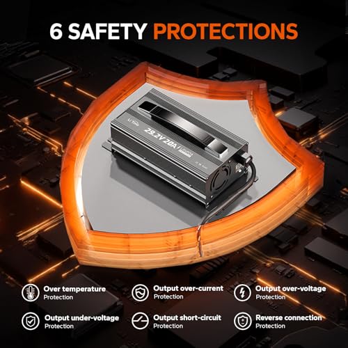 Image of LiTime 29.2 V 20 A Lithium Battery Charger Designed for 24V LiFePO₄ Battery, Fast, Smart & Safe Support 0V Reactivation and 4‑Stage Protection, Deep Cycle Rechargeable Batteries of Home, RV