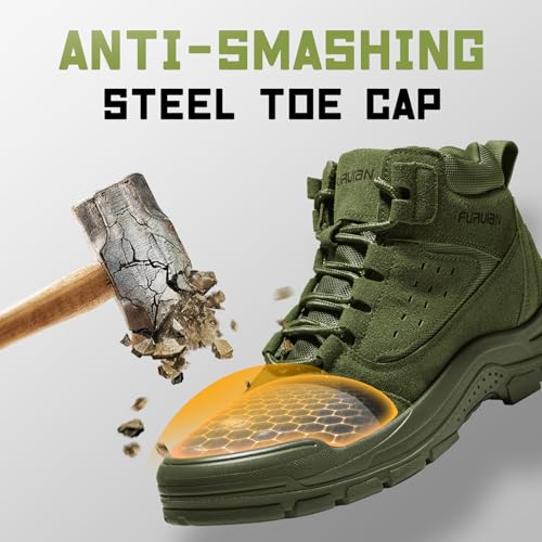 Image of Furuian Steel Toe Boots for Men Women Lightweight Work Boots Pioneer Series | ASTM Certificated Safety Shoes, Width Option, Non Slip Rubber Sole, Comfortable Work Shoes for Construction, Warehouse, Yard