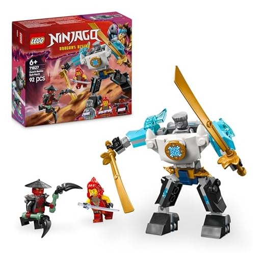 LEGO NINJAGO Zane’s Battle Suit Mech - Ninja Toy with 3 Minifigures - Dragons Rising Role-Play Set - Birthday Gift Idea for 6 Plus Year Old Boys & Girls 71827