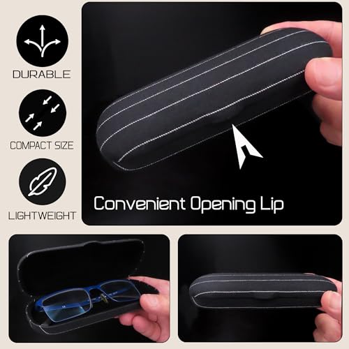 Image of MyEyeglassCase Men Small Glasses case - Eyeglasses Hard Shell Holder Pouch & Cloth-Reading Slim & Narrow Case Heavy Duty