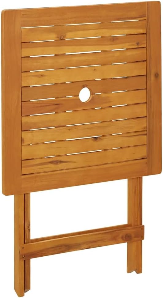 Garden Table Natural Wood Small Foldable Solid Acacia Wood Square Patio Table Outdoor Bistro Table Small Dining Table for Patio Side use