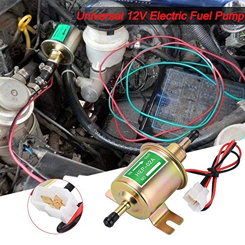 PQY Inline Electric Fuel Pump 12v Universal Low Pressure Diesel Gasoline External Transfer Pump 4-7 PSI for Carburetor Lawn-Mower