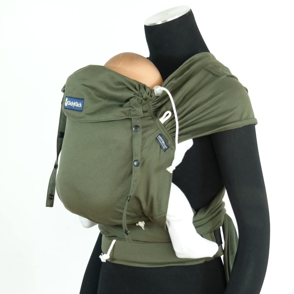 Didymos DidyKlick 4u Babytrage - Halfbuckle Tragehilfe Olive - für Babys und Kleinkinder von 3,5kg bis 20kg - ergonomische Sitzhaltung - Bauchtrage - Hüfttrage - Rückentrage