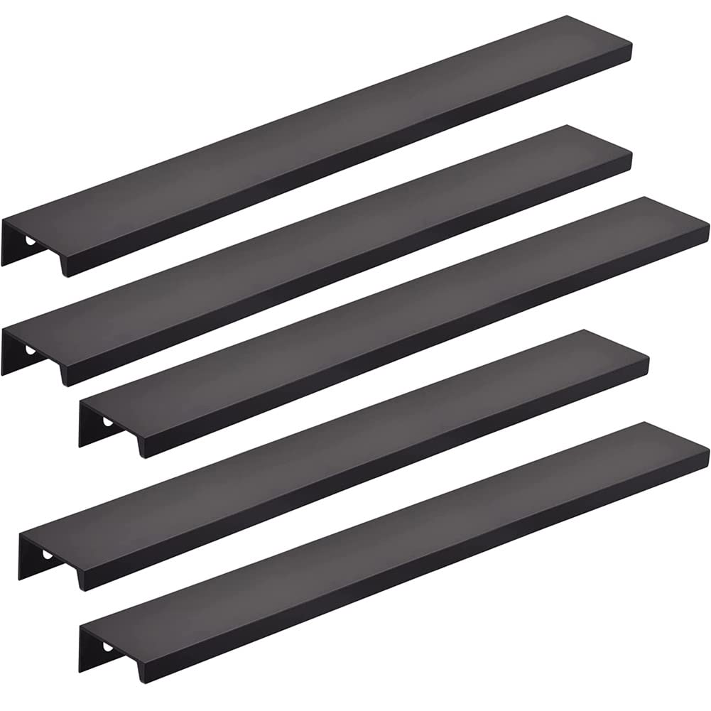 JNRFTY 5Pcs Mount Finger Edge Pull,Hidden Drawer Pulls,Aluminum Hidden Handle Concealed Tab Pulls for Home Kitchen Door Drawer Cabinet (Black,1000mm Total Length) — image 1