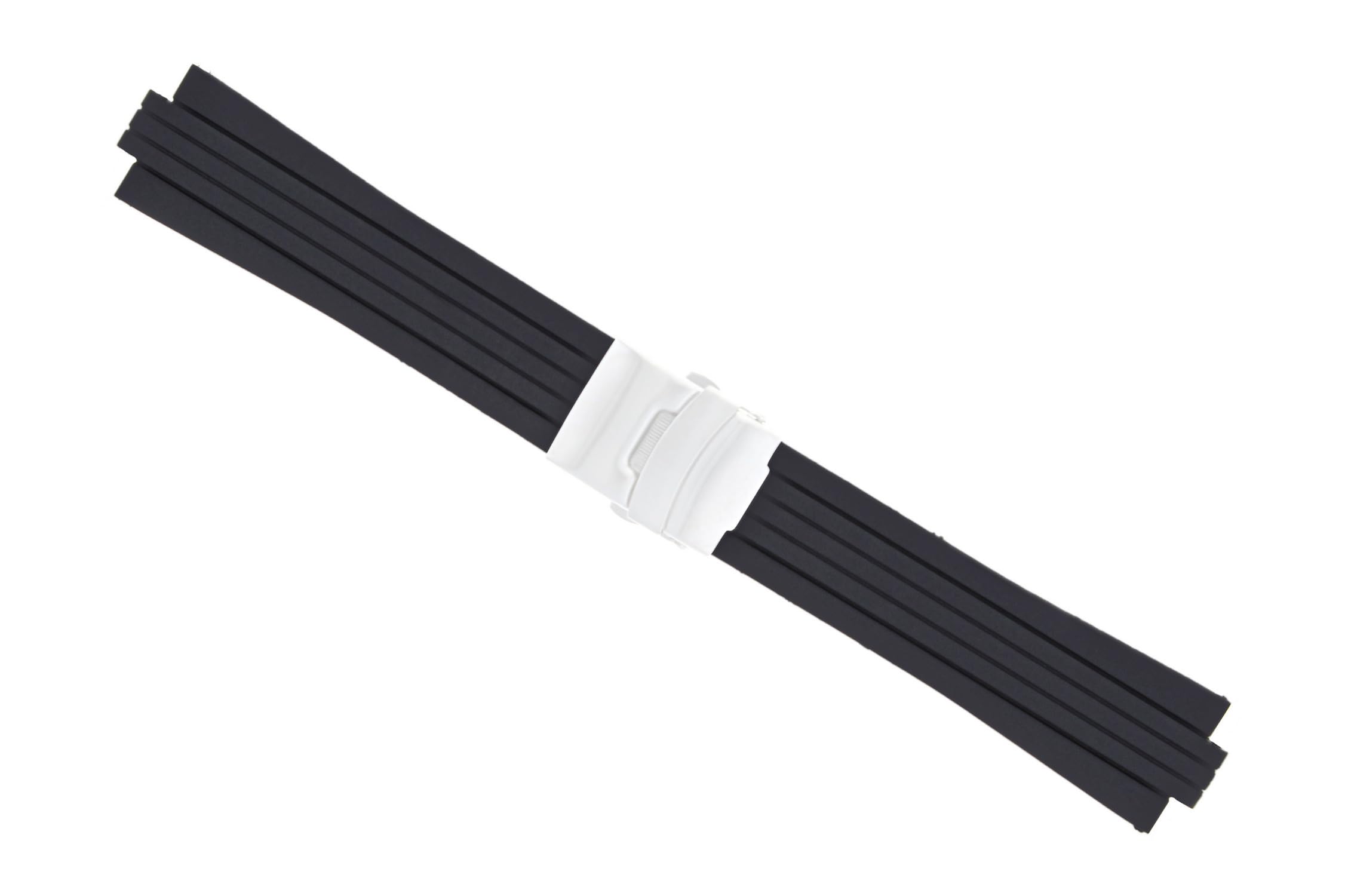 Ewatchparts 24mm 11mm Soft Pu Rubber Diver Band Strap Compatible With Oris TT2 F1 40.5mm