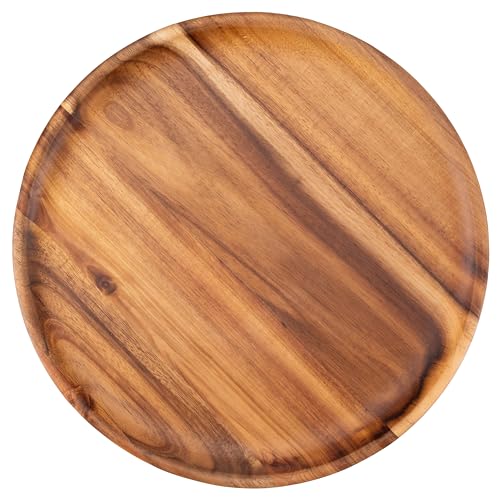Decorasian Holzteller rund – Großer Akazienholz Teller, feines...