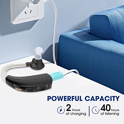 Image of Britzgo Digital Hearing Aids Amplifier Rechargeable with adjustable mode Doctor and Audiologist Designed (Black)
