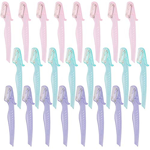 Baring 24 Pieces Eyebrow Razor Facial Razor Shaper Trimmer Hair Remover Dermaplaning Shaving Tool with Precision Cover