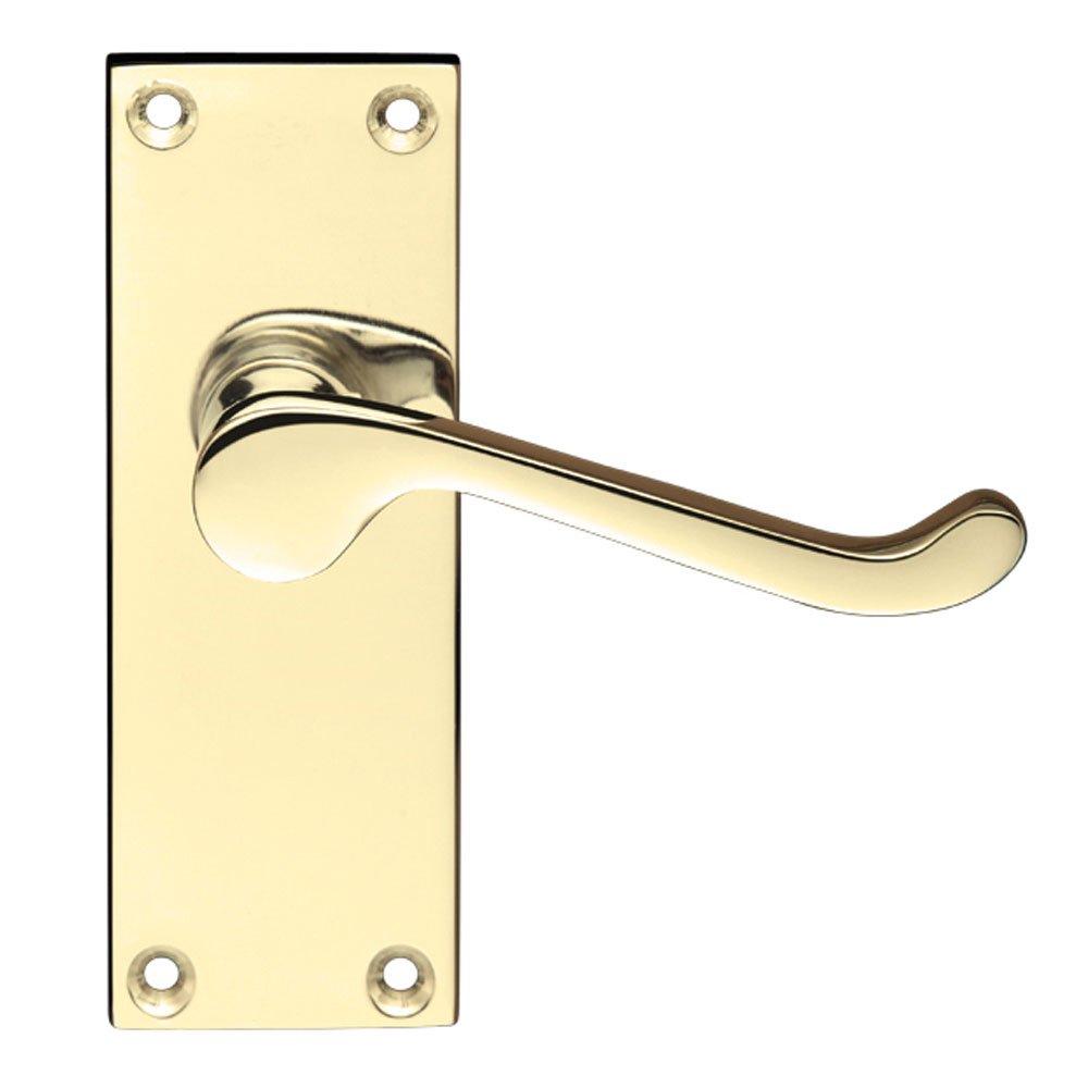 Project Victorian Scroll Door Handles - Short Latchset - Electroplated Brass