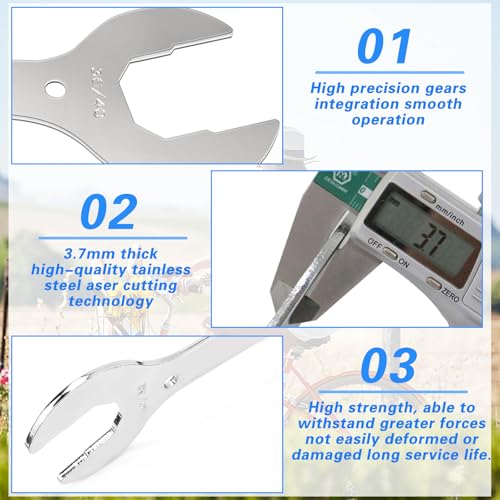 PERFETSELL Bicycle Headset Spanner Bicycle Cone Spanner Hub Wrench Carbon Steel Axle Hub Cone Wrench 4 Size 30/32/36/40mm Open End Pedal Spanner Repair Tool for MTB Mountain Bike Cycling Double Open - Image 3