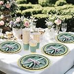 Sage Green Plates and Napkins Party Supplies for Guests Woodland Baby Shower Tableware Include Scalloped Plates Paper Napkin Cup Spoon Fork Knife for Wedding, Birthday - Image 5
