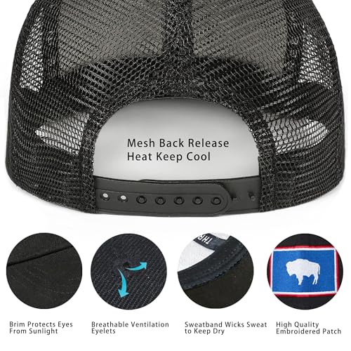 Image of Adjustable State Flag Trucker Hat Mesh Baseball Cap with Embroidered Patch for Men Women