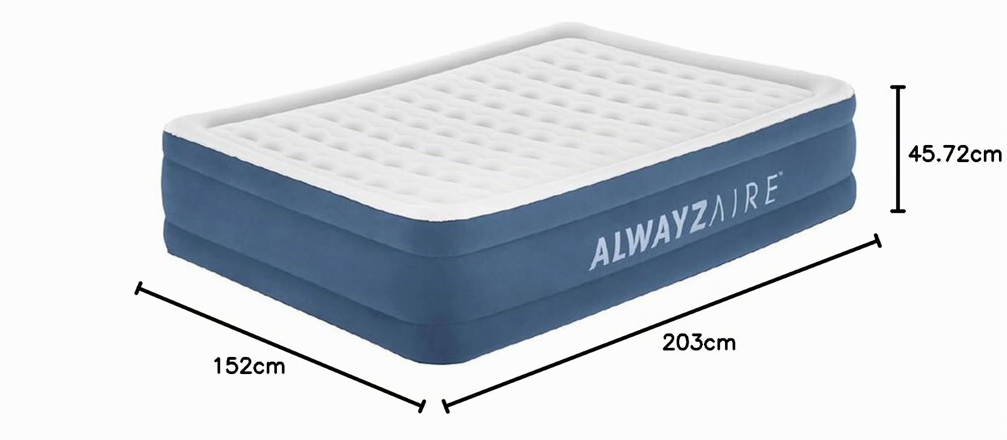 Bestway AlwayzAire Matelas Gonflable 2 Places avec Double Pompe électrique intégrée - 203 cm x 152 cm x 46 cm - Gris Clair/Bleu