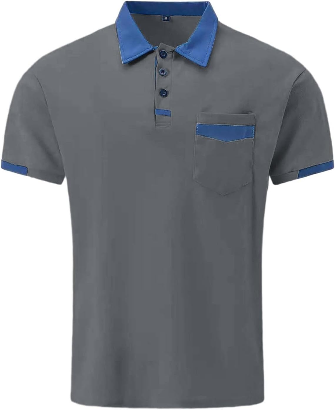 Mens Polo Shirts Short Sleeve Summer Button Down Lapel Solid Color Casual Shirt with Pocket Breathable Lightweight Comfy Daily Sport Running Tshirt Classic Stylish Golf Polos Tees T-Shirt