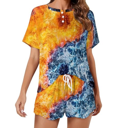 Pyjama femme manches courtes Tai Chi De Feu De Glace pour l'été