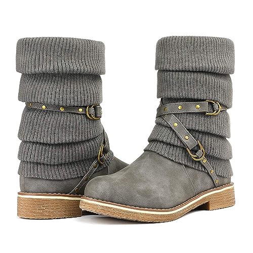 Dream Pairs Women'S Oussie Grey Mid Calf Faux Fur Winter Boots Size 10 B(M) Us thumb #1