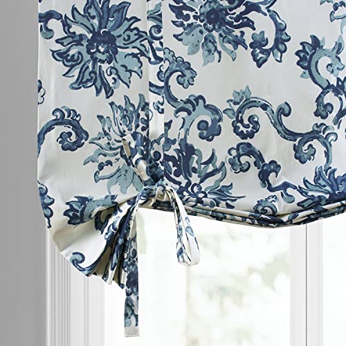 Image of HPD Half Price Drapes Room Darkening Tie Up Curtains 46 X 63 Inch Indonesian Printed Cotton Window Roll Up Balloon Curtain for Living Room, Kitchen PRTW-TUD40-63 (1 Panel), Indonesian Blue