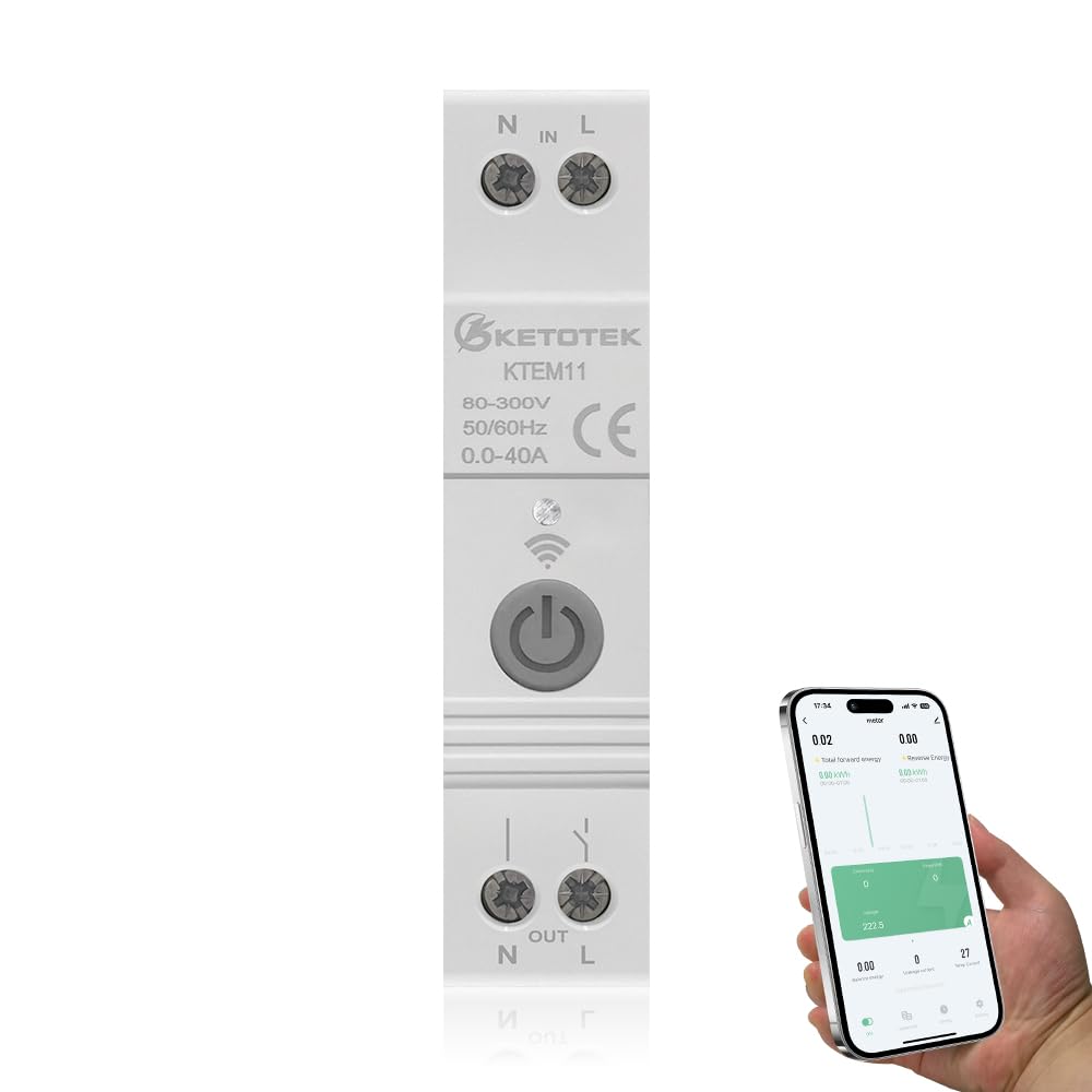 KETOTEK Smart WiFi Bidirektionaler Stromzähler 1 Phasig Hutschiene