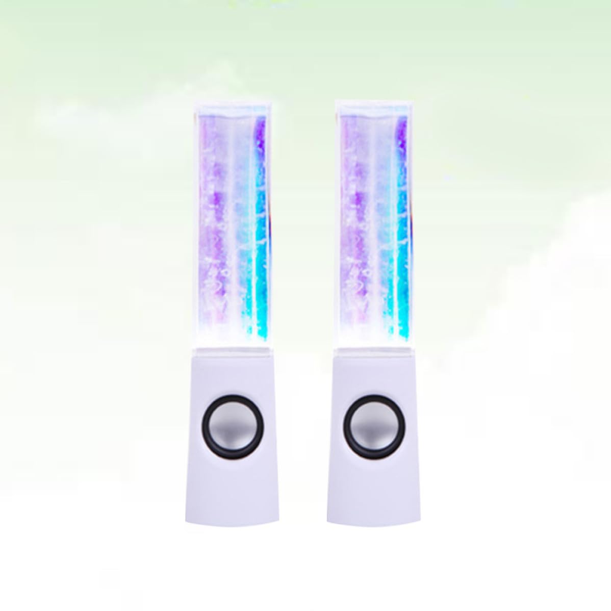 Coppia di Casse Fontana Luci LED Colorate, Altoparlanti Stereo da 2x3w in ABS e Acrilico per Laptop e Smartphone, per Party e Picnic